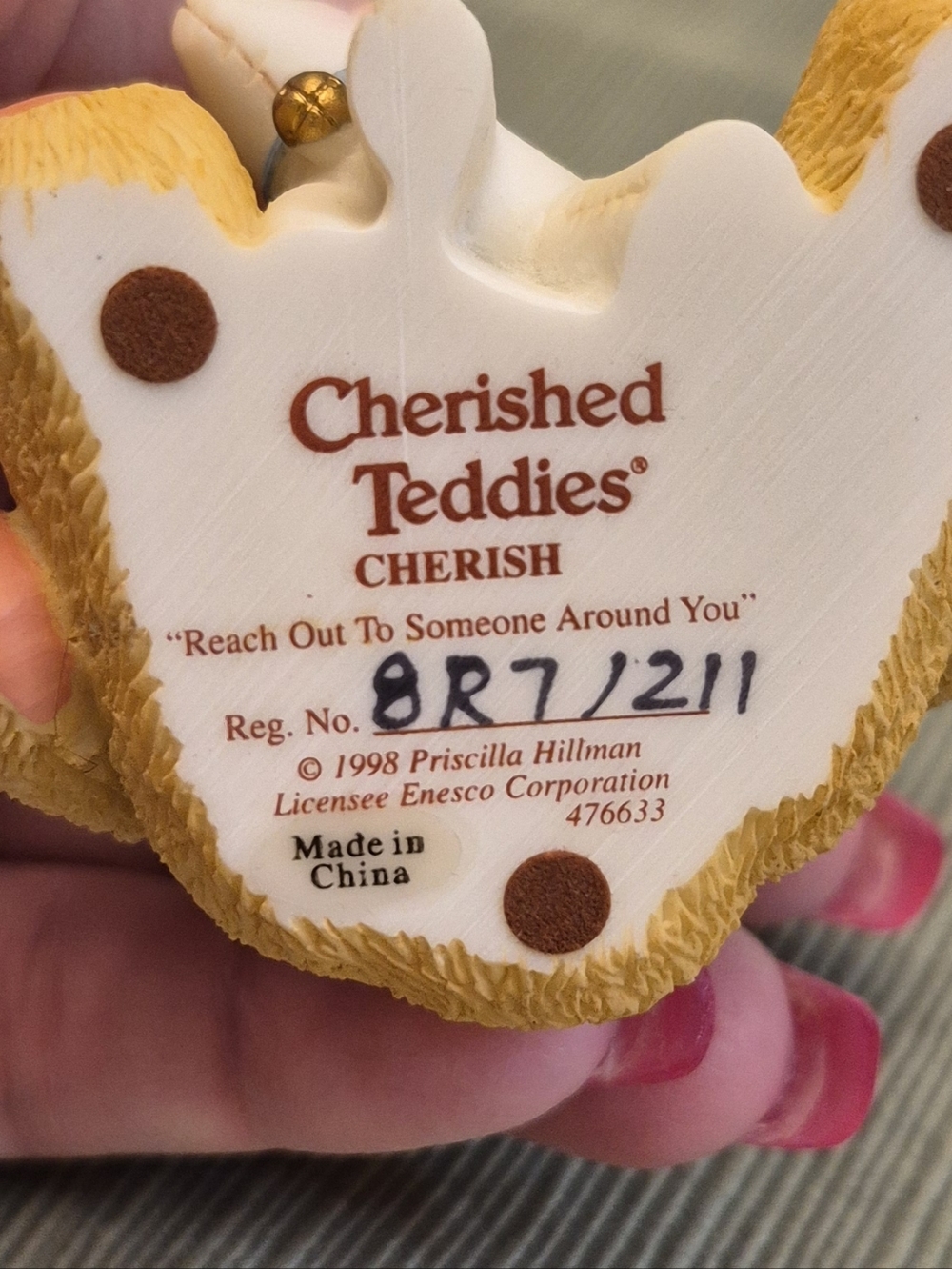 Cherished Teddies Cherish Reach Out Someone Around You Bear W Certification 1998 - Picture 6 of 8